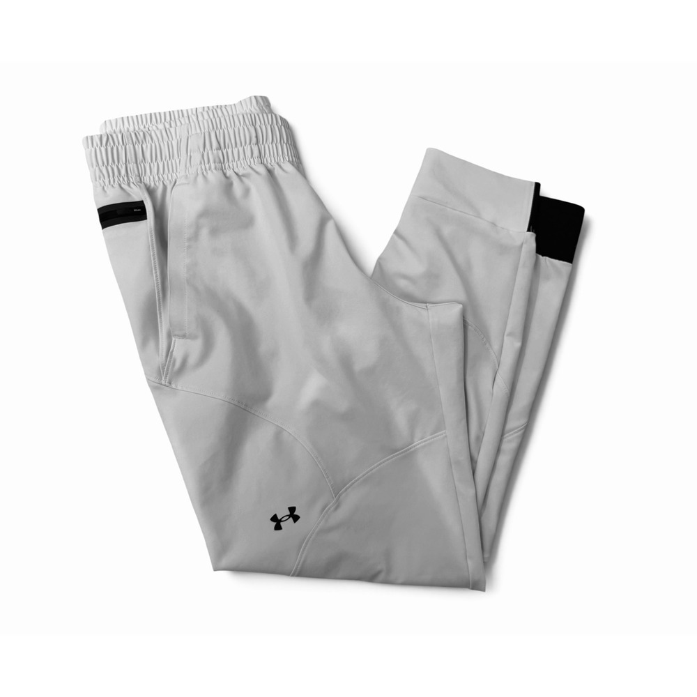 Under Armour Women's Challenger Training Pants Med EUC Bone Ankle Zip Stretch